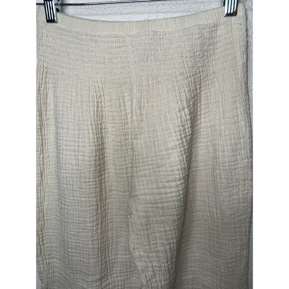 Lotus & Luna Wide Leg Gauze Pull On Pants in Beige 100% Cotton Size S/M Boho 1C - Picture 5 of 8